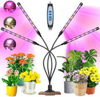 Grow Lights for Indoor Plants, Full Spectrum with Clip, 4 Head | 6000K Plant Light, Timer 6/12/16Hrs, 3 Spectrums, 5 Dimmable Levels, Flexible Gooseneck