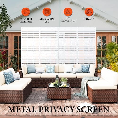 metal privacy screen outdoor, heavy-duty galvanized steel free, close-up detail