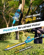 seesii 2-in-1 cordless pole saw 8-inch & 16-inch, side view