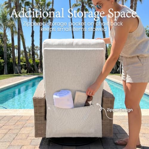 layinsun oversized wicker outdoor swivel glider recliner with, front angle view