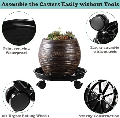 7 packs plant caddy with wheels 11.8" plastic shown in use