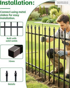 arifaro 5 panels metal garden fence 24" h showing dimensions
