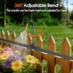 98ft 1/2" drip irrigation system kit with water, close-up detail