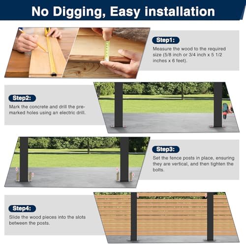 45" aluminium privacy fence line post, 4 pack, package contents