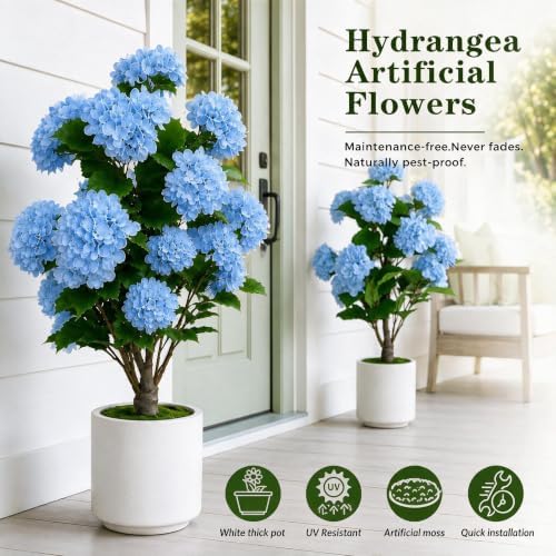 3ft artificial hydrangea tree outdoor | uv resistant shown in use