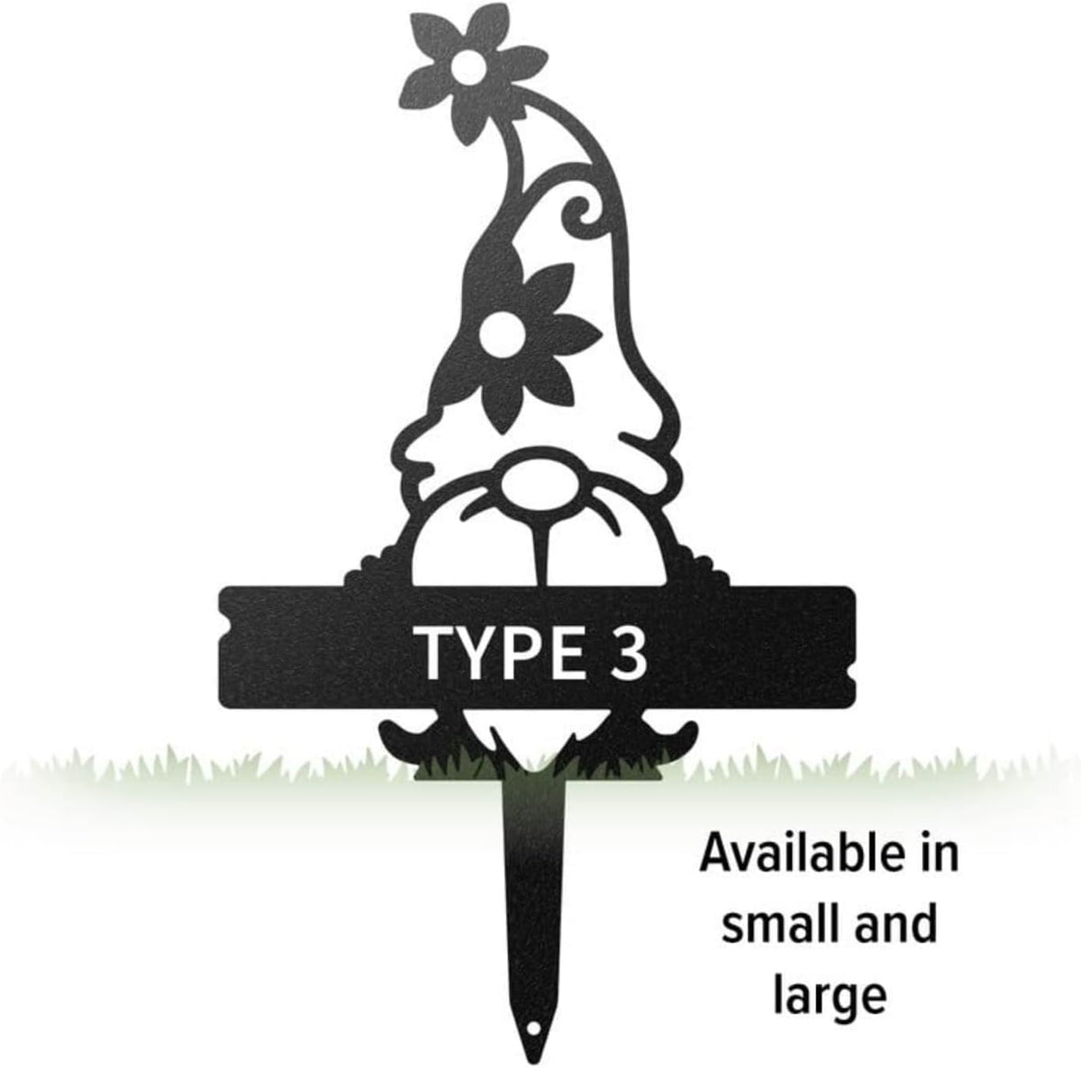 realsteel custom gnome plant markers – large metal, front angle view
