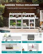 serwall outdoor potting bench with removable sink,gardening table,white showing dimensions