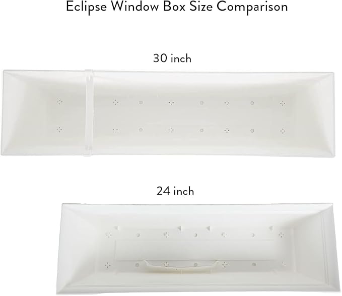The HC Companies 30 Inch Eclipse Window Planter Box with Drainage Holes & Attached Saucer, Lightweight UV-Resistant Plastic Indoor & Outdoor Planters, 2-Pack Flower Box for Garden & Home Decor, White