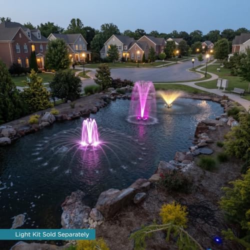 1.5 HP Floating Fountain & Aerator for Ponds and Lakes with 100 ft Cord | 12,550 GPH, 11 spray patterns, Energy-efficient 850W Pump, Protective Intake Screen
