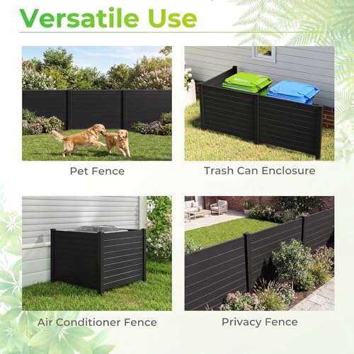 giantex no-dig air conditioner fence, 3 panels, 48''w shown in use