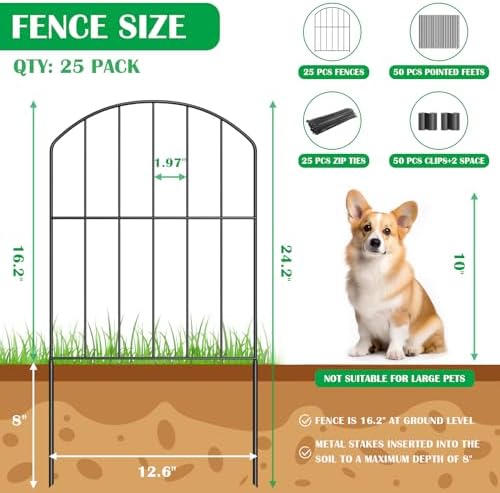 vancastle decorative garden fence 25 panels, total 26ft shown in use