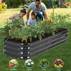 4 in 1 galvanized raised garden bed, 5x3x1ft, front angle view