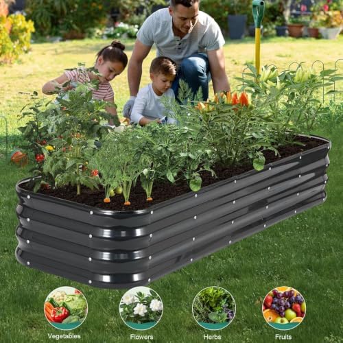 4 in 1 galvanized raised garden bed, 5x3x1ft, front angle view