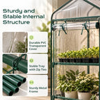 docred indoor greenhouse with grow light, 4-tier mini showing dimensions