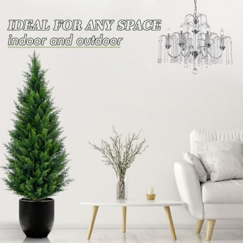 4ft artificial cedar topiary trees (2-pack) - uv showing dimensions