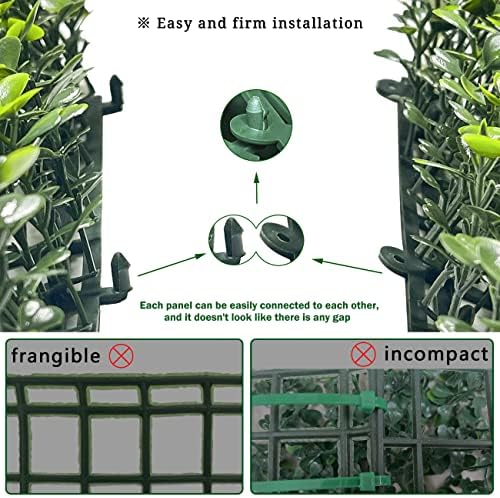 bybeton 24pk 10"x10" fake boxwood greenery backdrop privacy, side view