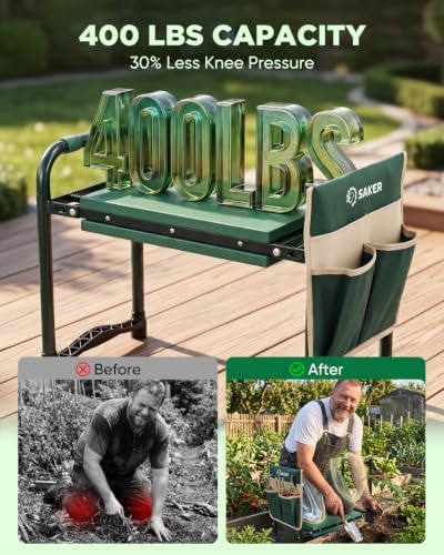 saker garden kneeler and seat-garden kneeler gardening bench showing dimensions