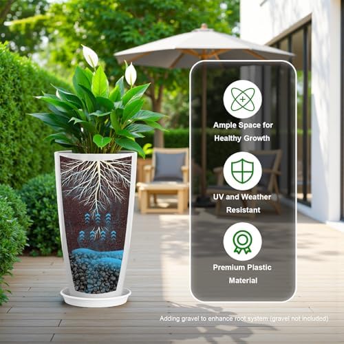 qcqhdu 21 inch tall planters for outdoor &, side view