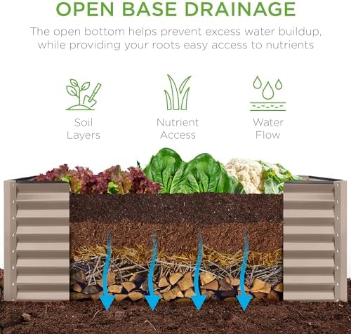 best choice products 4x2x2ft steel raised garden bed, close-up detail