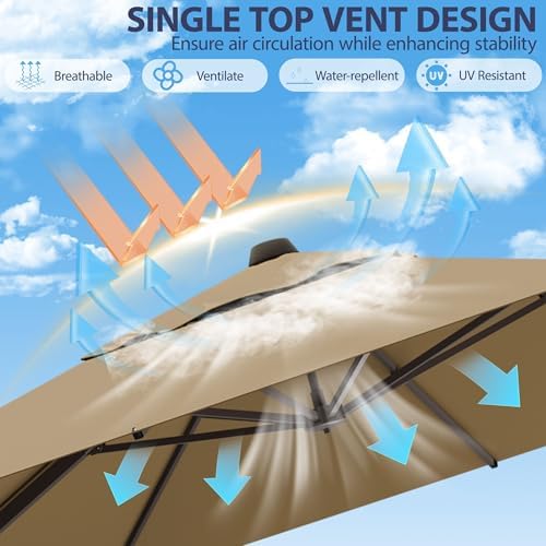 9' x 12' cantilever patio umbrella rectangle outdoor, side view