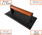 Burger Press 6.6" Round Heavy-Duty Cast Iron Smash Meat Steak with Wood Handle for Blackstone Weber Treager Griddle Grills (YPX) (6.5" Round & 4.3X8.3 Rectangle)