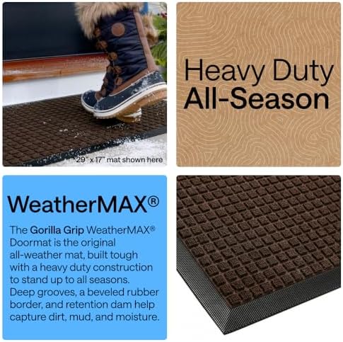 gorilla grip weathermax door mat, indoor outdoor, 72x24, close-up detail
