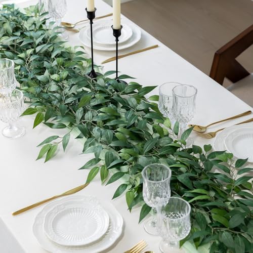 mizii 36pcs italian ruscus artificial greenery stems silk showing dimensions