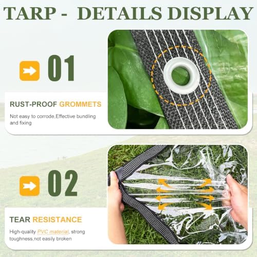 clear tarp with grommets 8x12ft clear tarps heavy, side view
