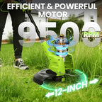 20v electric weed wacker & 650 cfm leaf showing dimensions