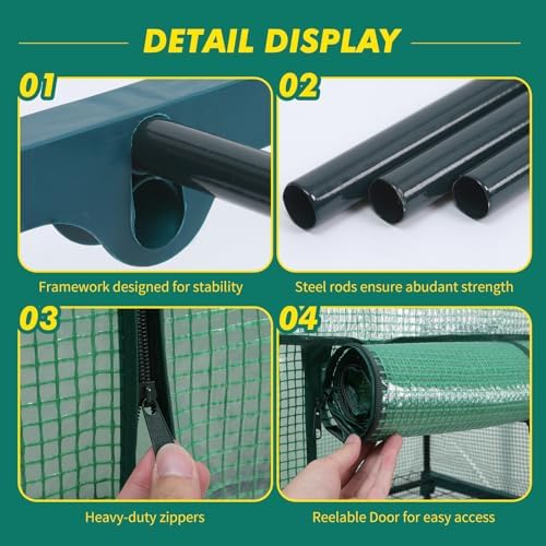 maxworks 4-tier portable walk-in greenhouse – 27" x, side view