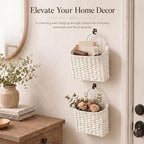coeusy set of 2 wicker wall basket, paper shown in use