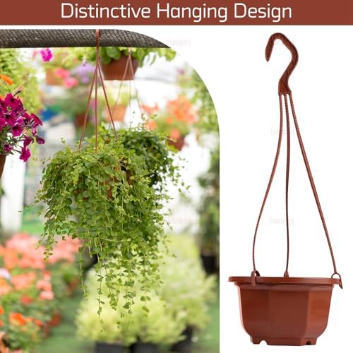 auear, 50 pack plastic hanging plant pots containers, side view