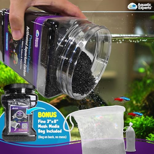 premium activated carbon, aquarium carbon for fish tank, side view