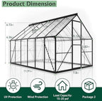 jocisland 8x12ft polycarbonate greenhouse, heavy duty aluminum frame shown in use
