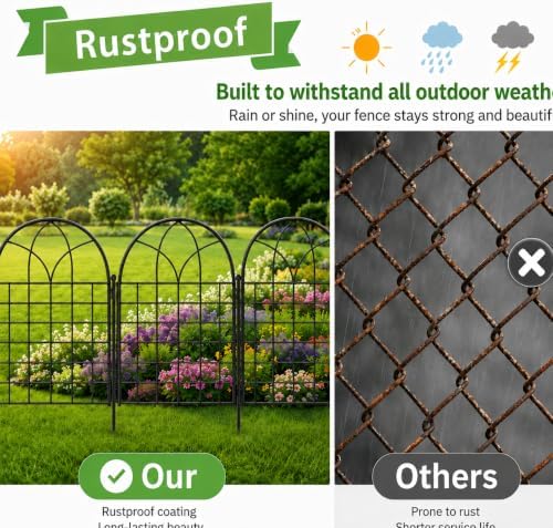 tall decorative garden fence, 25 ftx 32" h showing dimensions