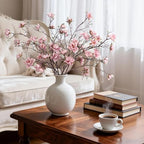 hyeflora 3pcs artificial magnolia flowers stems for spring showing dimensions