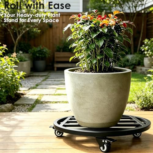 18 inch metal plant caddy with wheels heavy on a desk or shelf