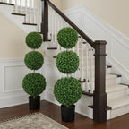 4ft artificial topiary trees set of 2, faux, front angle view
