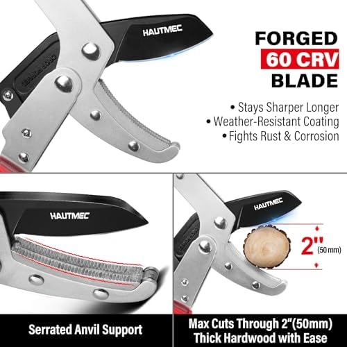 hautmec anvil loppers for tree trimming heavy duty shown in use