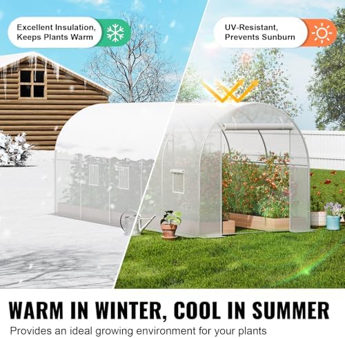 vevor walk-in tunnel greenhouse, 14.6x6.4x6.3 ft hoop house, side view
