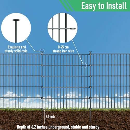 10‑panel no‑dig garden fence, 32" h x 23.6'l shown in use
