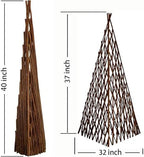 expandable teepee willow fence, teepee trellis pyramid plant, close-up detail