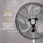 hurricane pro high-velocity oscillating metal stand fan, 3 shown in use