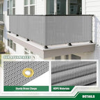 3'x50' gray balcony privacy screen fence outdoor patio showing dimensions