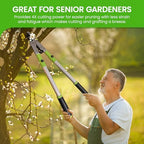 garden guru extendable anvil lopper tree trimmer with showing dimensions