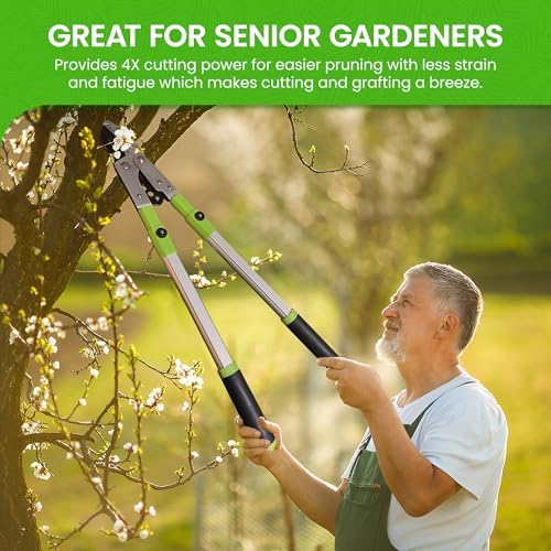 garden guru extendable anvil lopper tree trimmer with showing dimensions