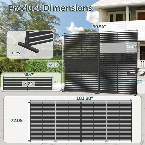 72" privacy screen outdoor privacy fence panel for, side view