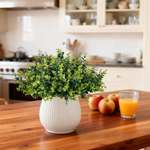 artificial fake greenery plants boxwood shrubs grass for, front angle view