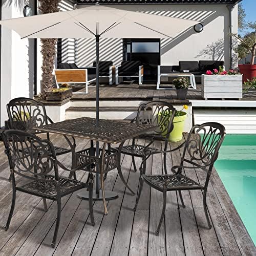 vingli 5 pieces outdoor patio dining set, cast on a desk or shelf