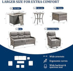 Luxury Swivel Rocker Chairs Fire Pit Set with 6" Thick Cushion 7 piece Wicker Outdoor Patio Chair with Sofa and Ottoman,Comfortable High Back Outdoor Patio Furniture Set - Gray | Gray